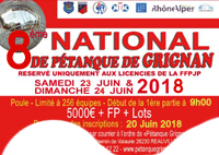 NATIONAL de Pétanque GRIGNAN 2018